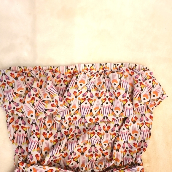 Charlie Jade floral strapless silk romper with ruff top lined bottom size M - Picture 3 of 9